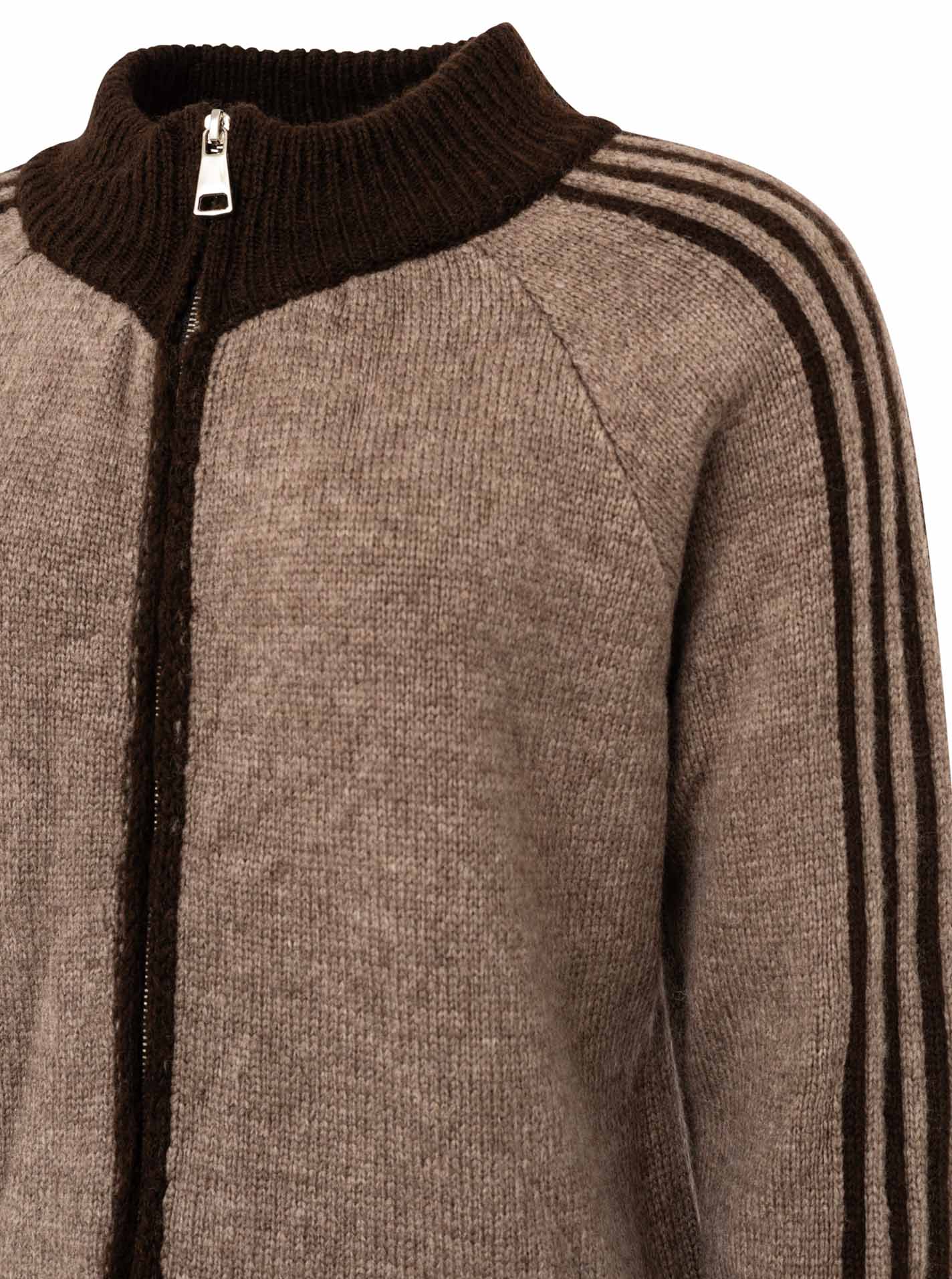 💕 Zwillingsherz Zipper Jacke "Ärmel Stripes" Braun