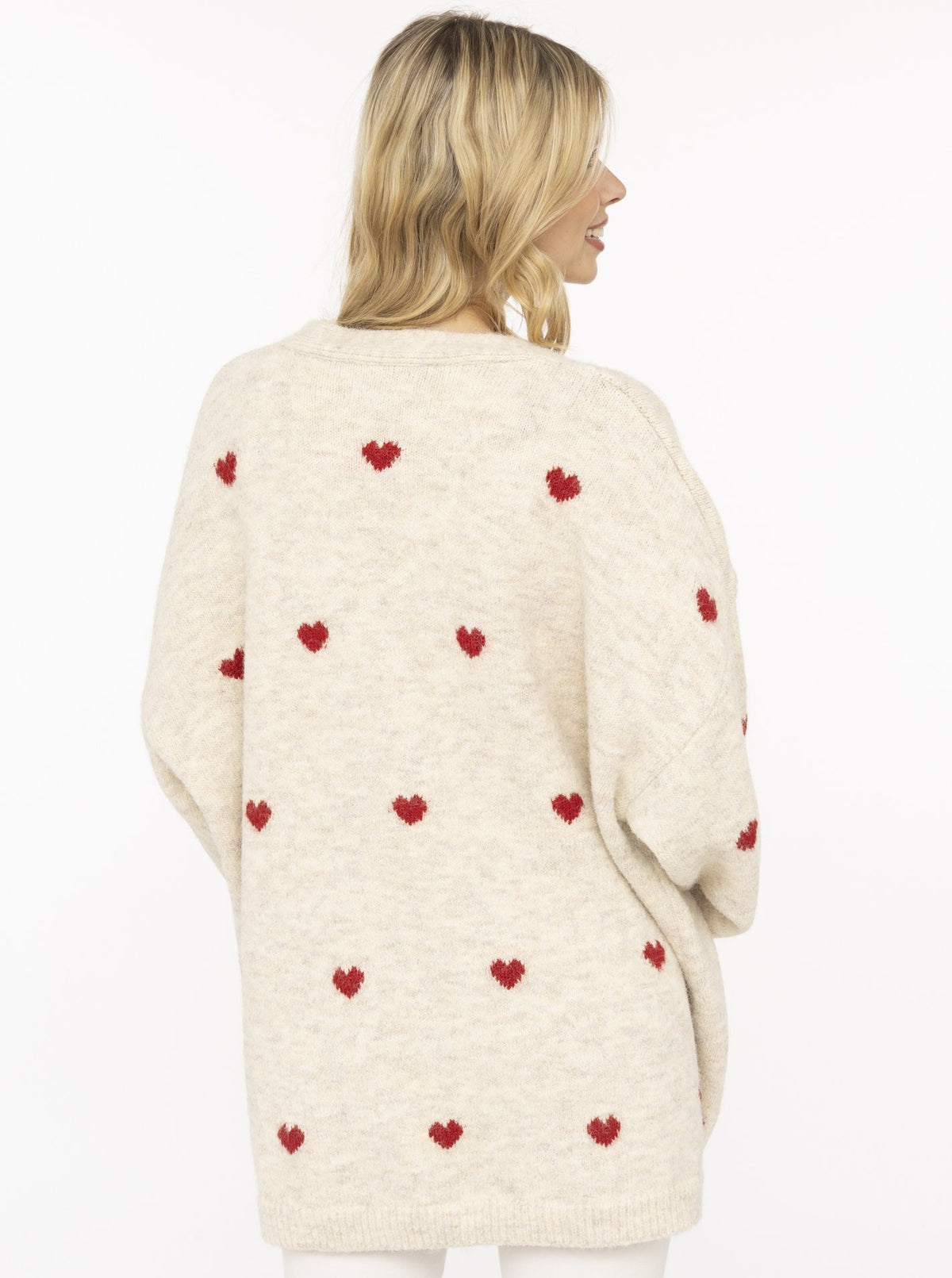 💕 Zwillingsherz Cardigan Strickjacke "Herzen" Oversize Beige