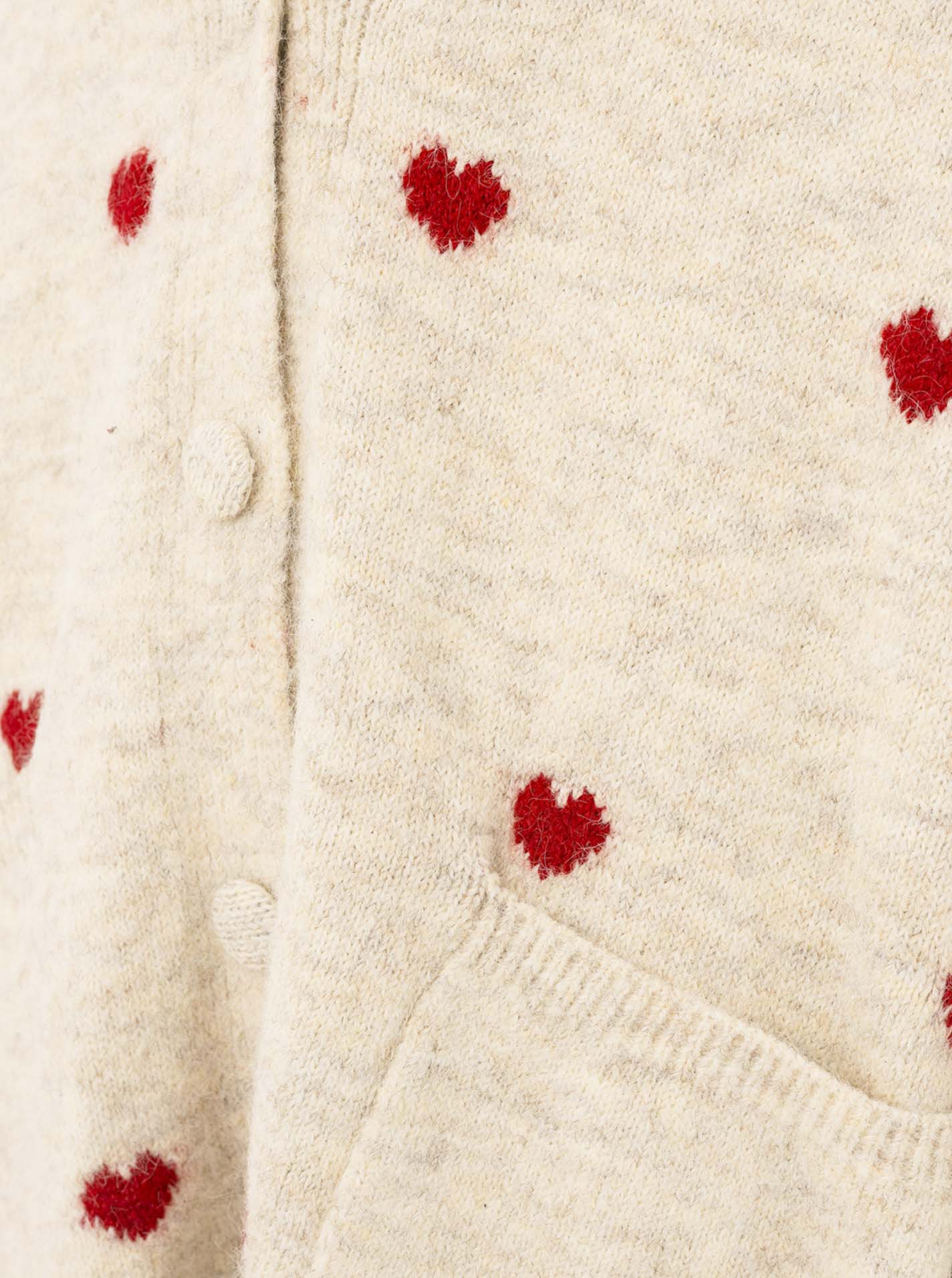 💕 Zwillingsherz Cardigan Strickjacke "Herzen" Oversize Beige