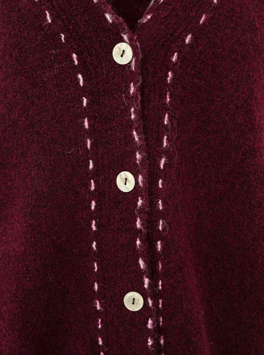 💕 Zwillingsherz Cardigan Strickjacke "Tracht" Bordeaux