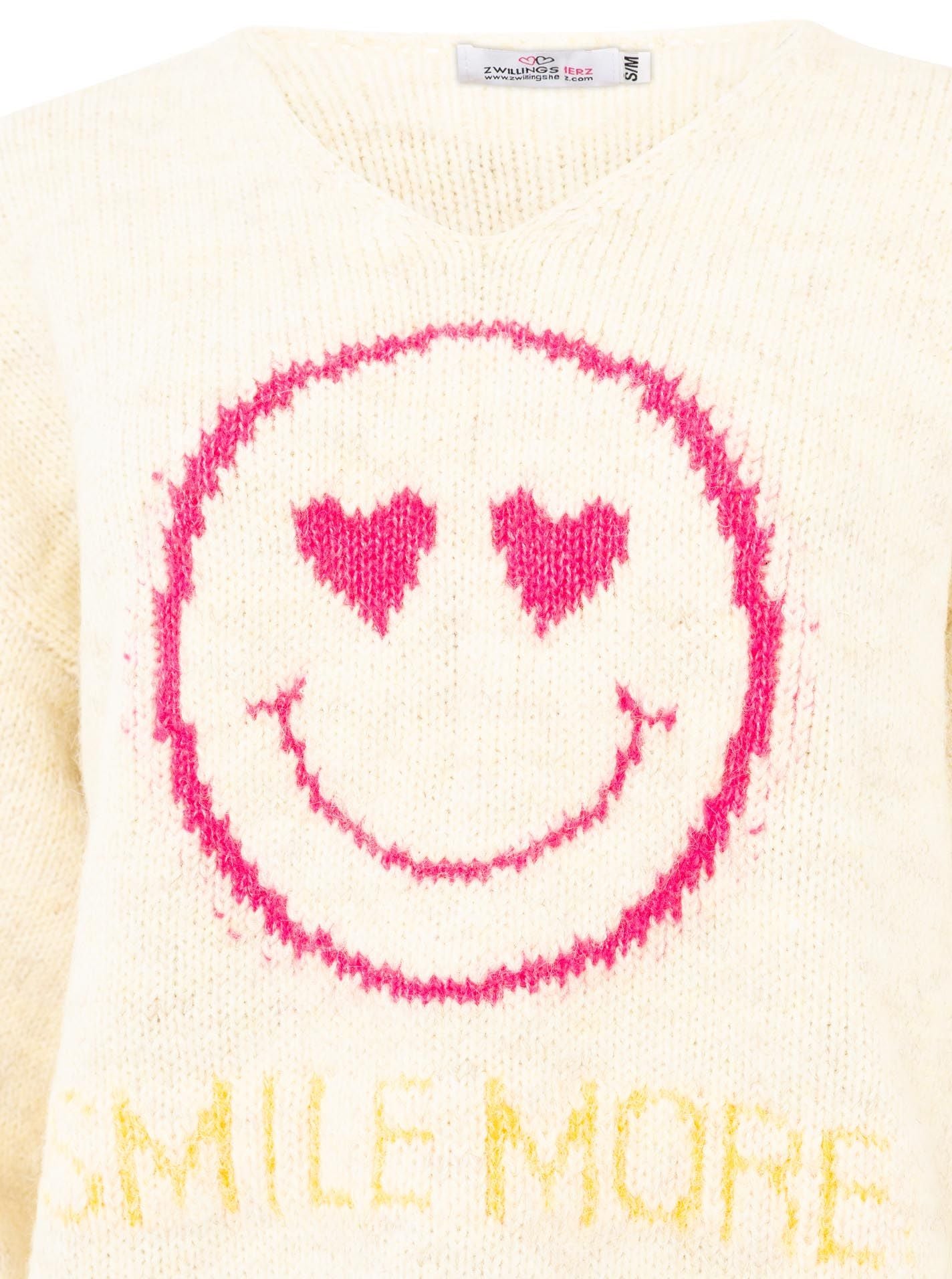 💕 Zwillingsherz Pullover Pulli "Smile More" Beige