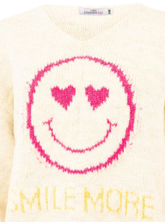 💕 Zwillingsherz Pullover Pulli "Smile More" Beige