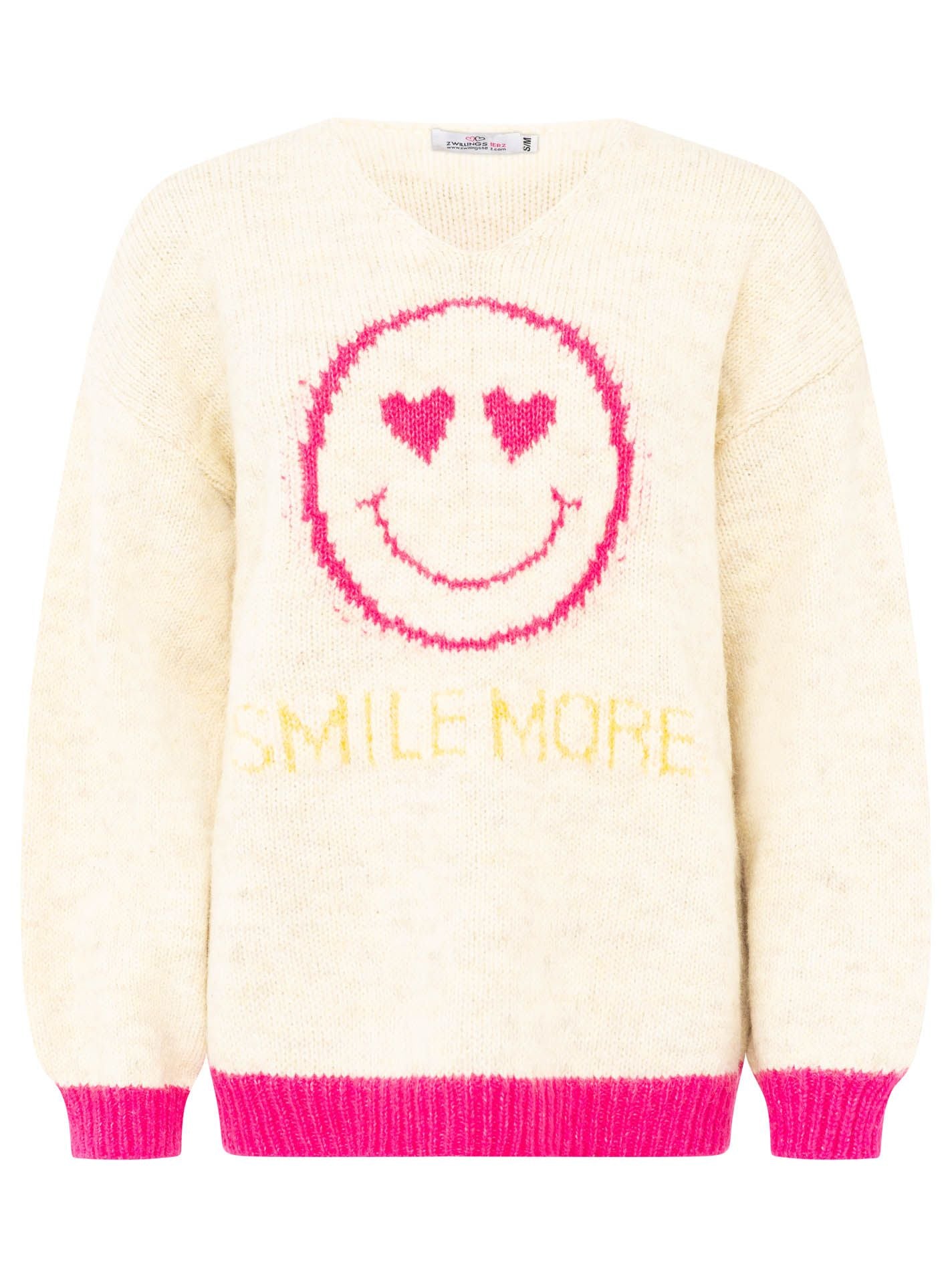 💕 Zwillingsherz Pullover Pulli "Smile More" Beige