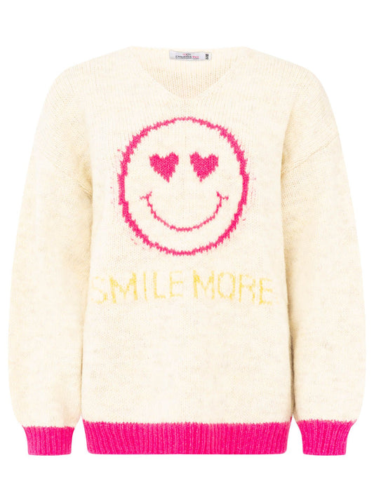 💕 Zwillingsherz Pullover Pulli "Smile More" Beige