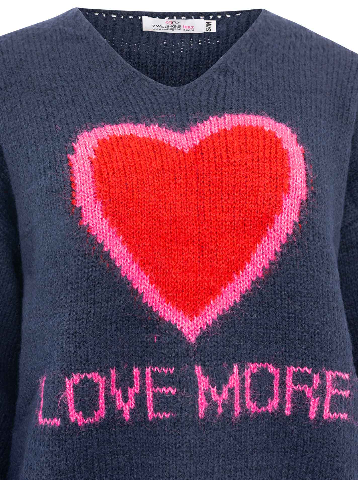💕 Zwillingsherz Oversize Pullover Pulli "Love More" Navy