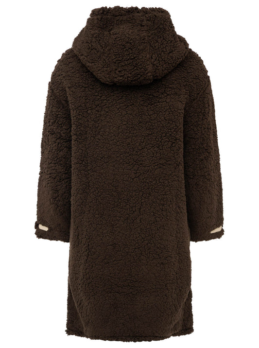 💕 Zwillingsherz Oversize Windjacke Inside Out "Teddy" Dunkelbraun
