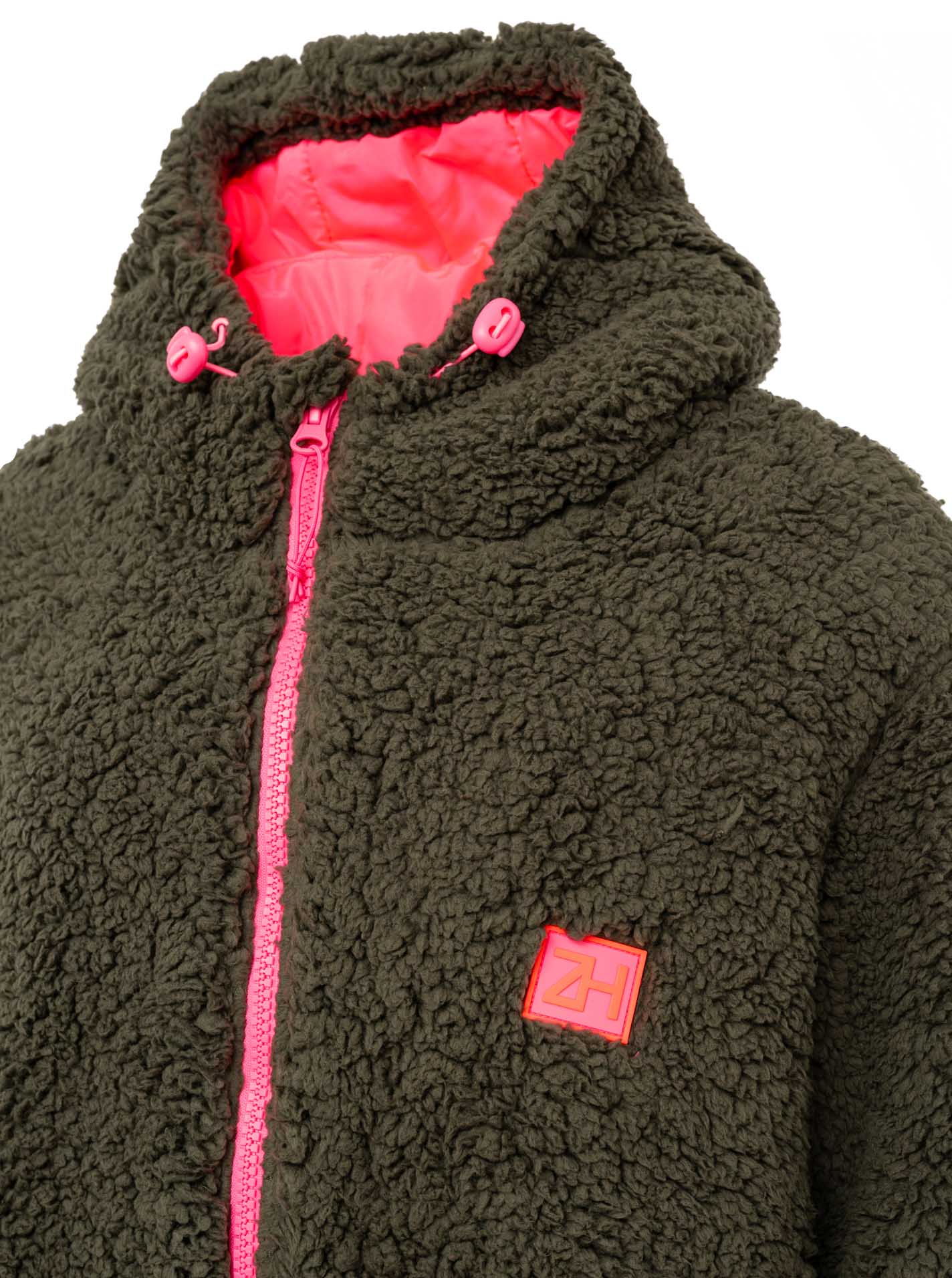 💕 Zwillingsherz Oversize Windjacke Inside Out "Teddy" Khaki