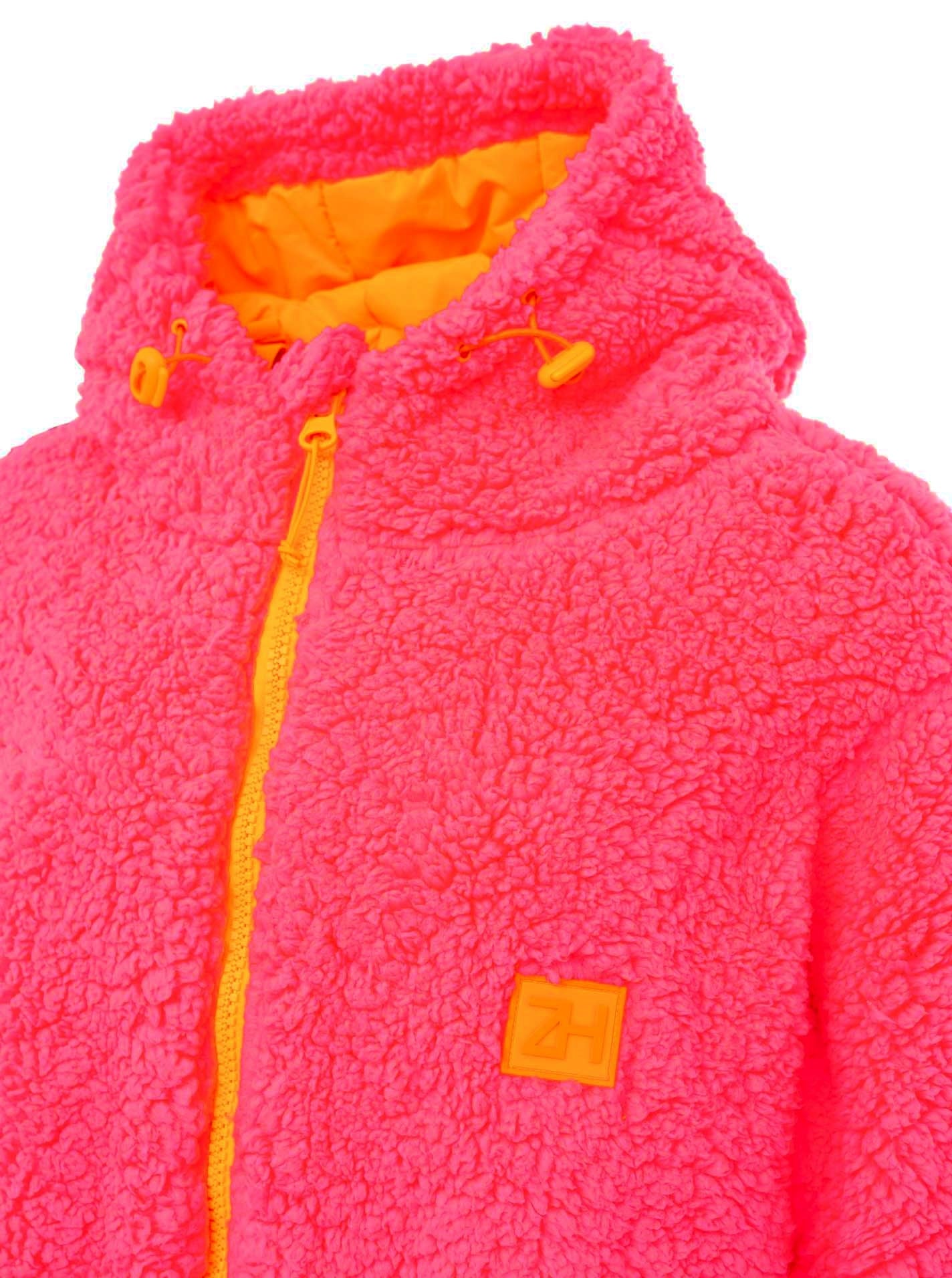 💕 Zwillingsherz Oversize Windjacke Inside Out "Teddy" Neonpink