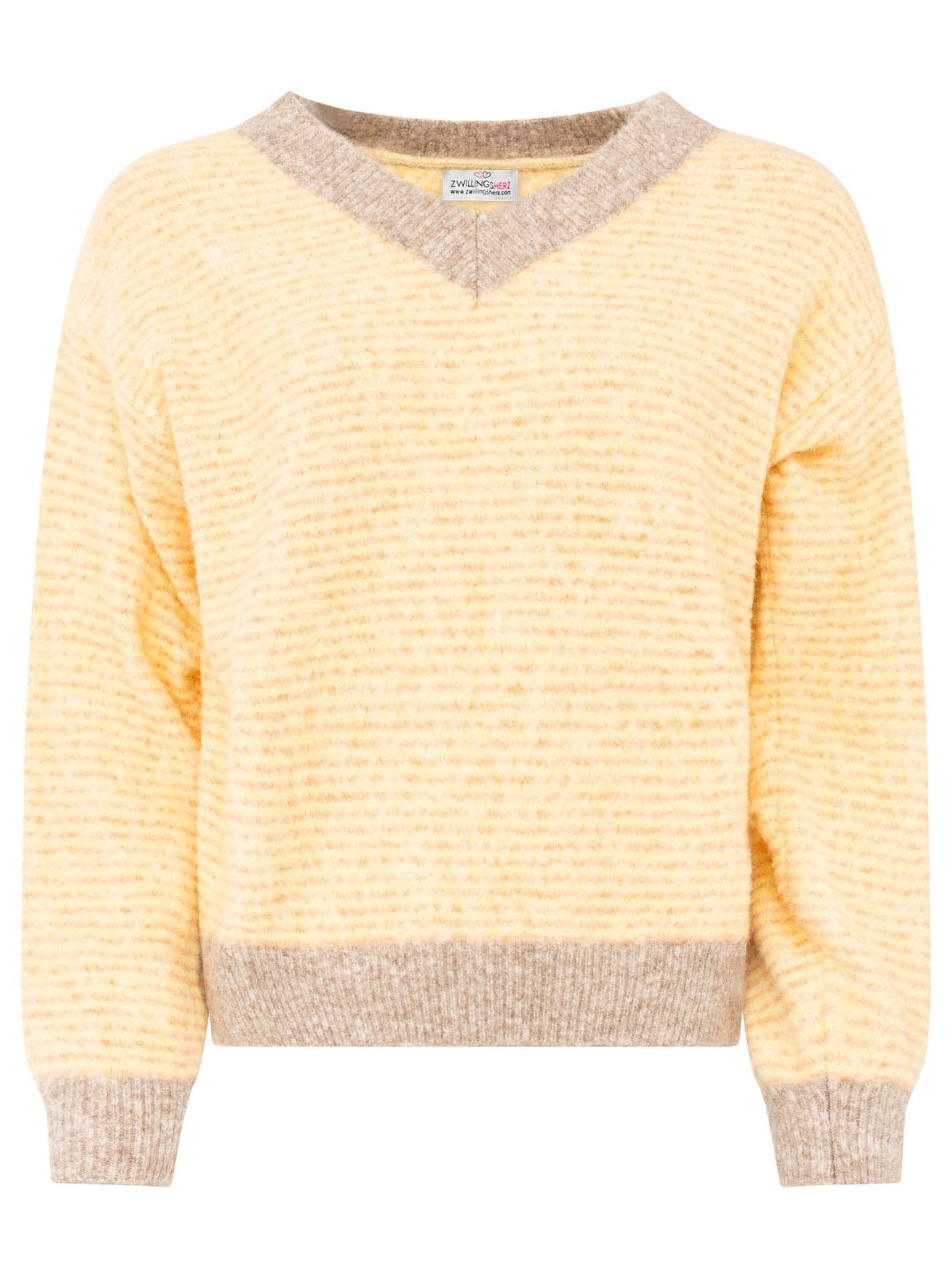 💕 Zwillingsherz Pullover Pulli "Genua" Streifen Gelb