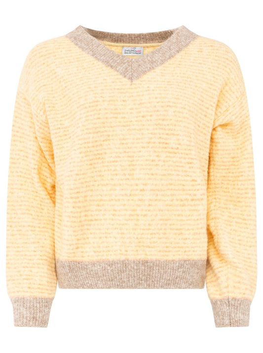 💕 Zwillingsherz Pullover Pulli "Genua" Streifen Gelb