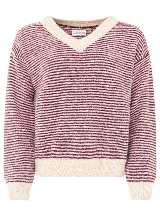 💕 Zwillingsherz Pullover Pulli "Genua" Streifen Pink