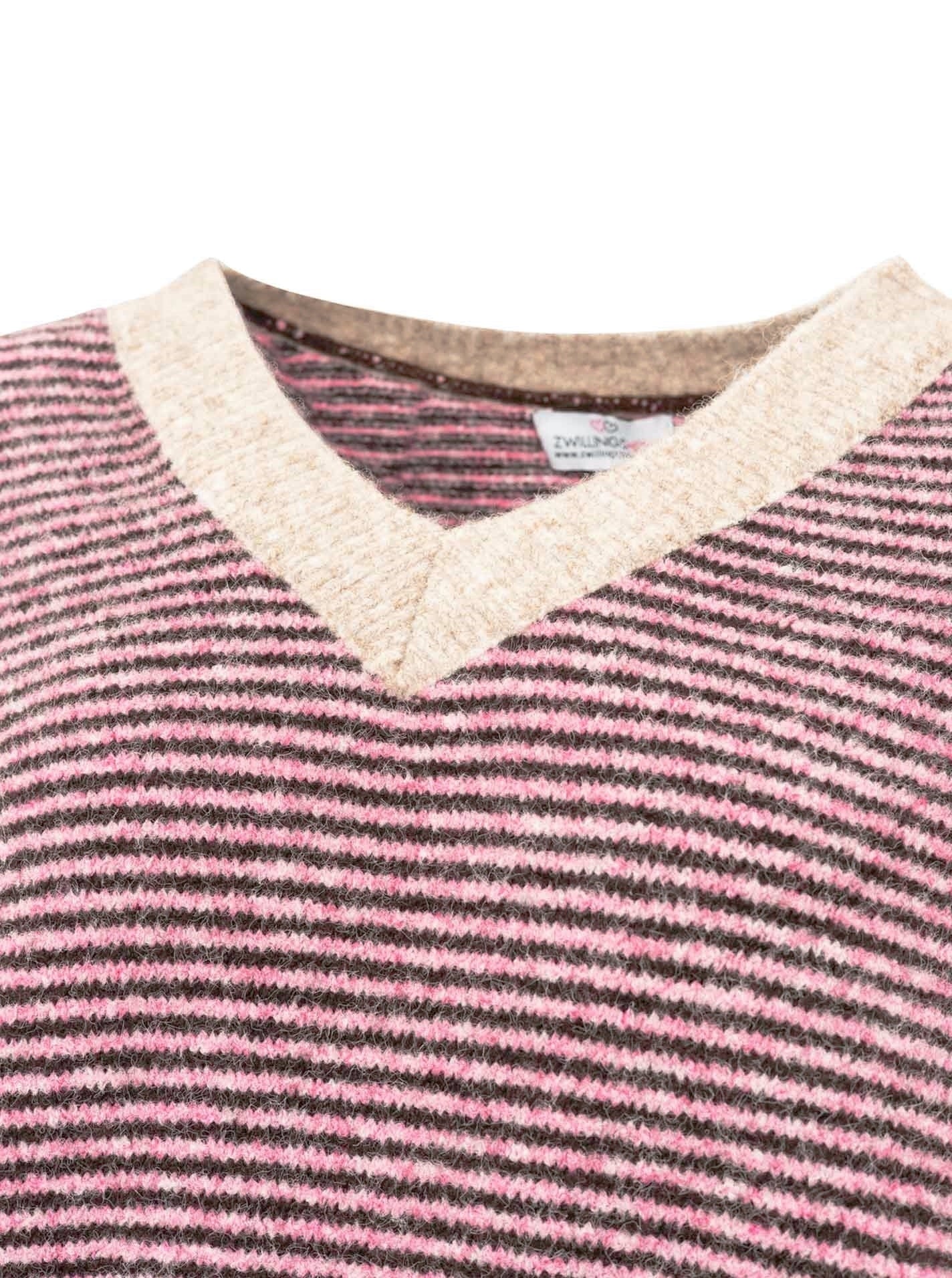 💕 Zwillingsherz Pullover Pulli "Genua" Streifen Pink
