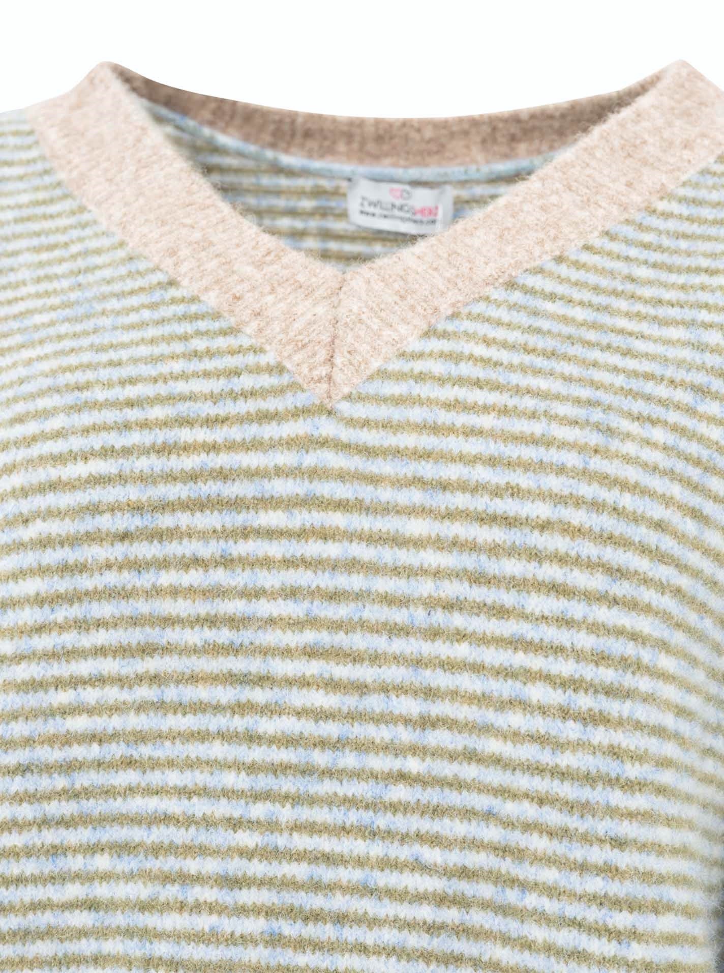 💕 Zwillingsherz Pullover Pulli "Genua" Streifen Salbei