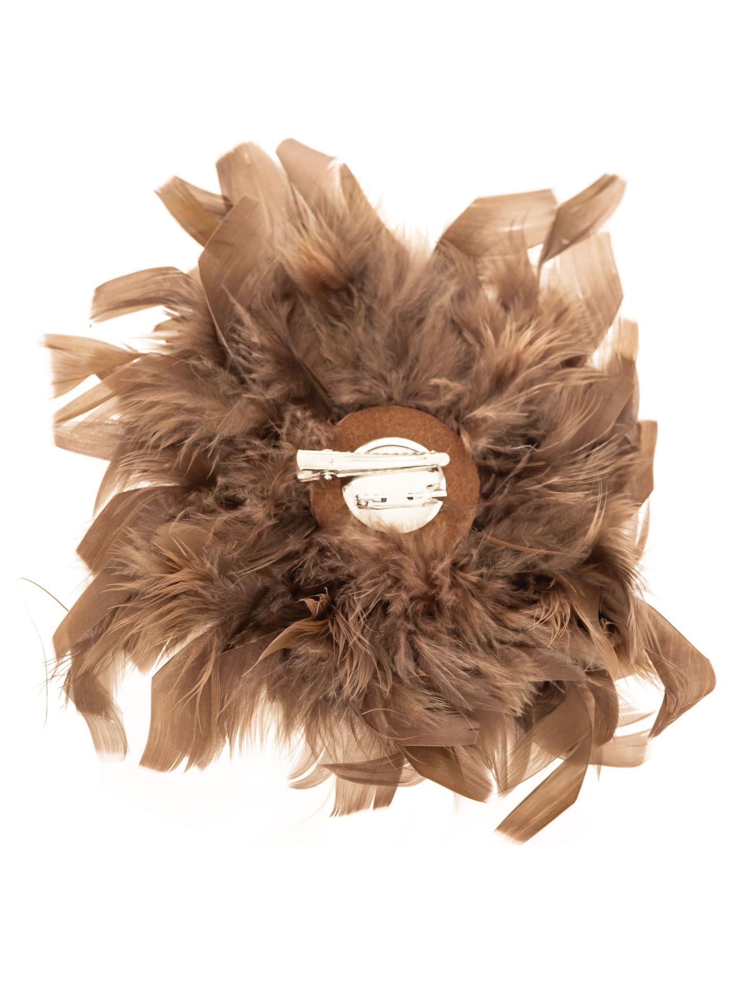 Brosche "Federmix" Taupe