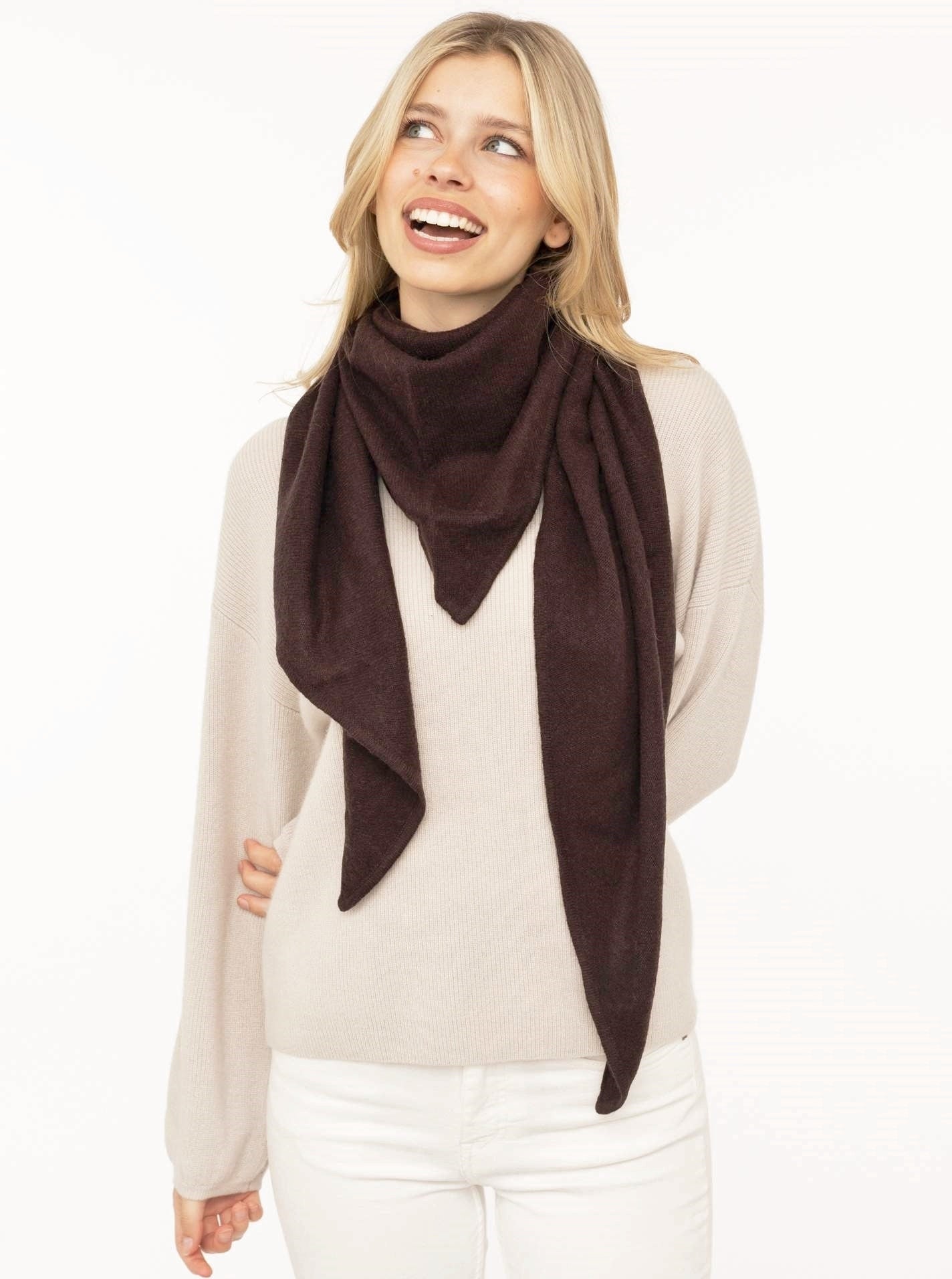 💕 Zwillingsherz Dreieckstuch "100 % Cashmere" Kaschmir Braun NEU