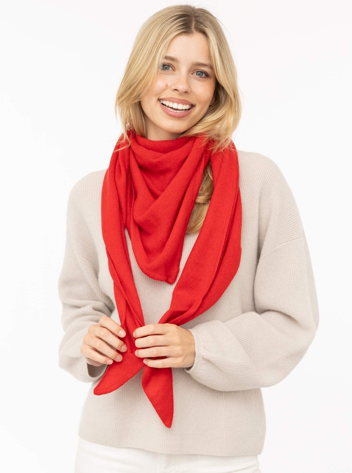 💕 Zwillingsherz Dreieckstuch "100 % Cashmere" Kaschmir Rot