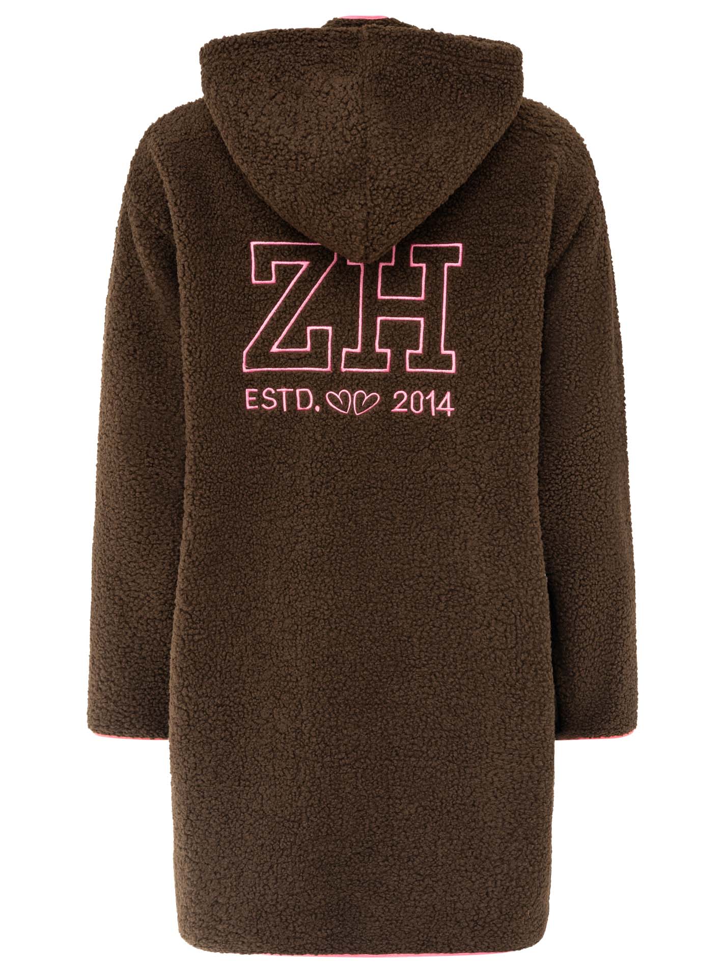 💕 Zwillingsherz Teddy Hoodiemantel "ZH Stick" Braun
