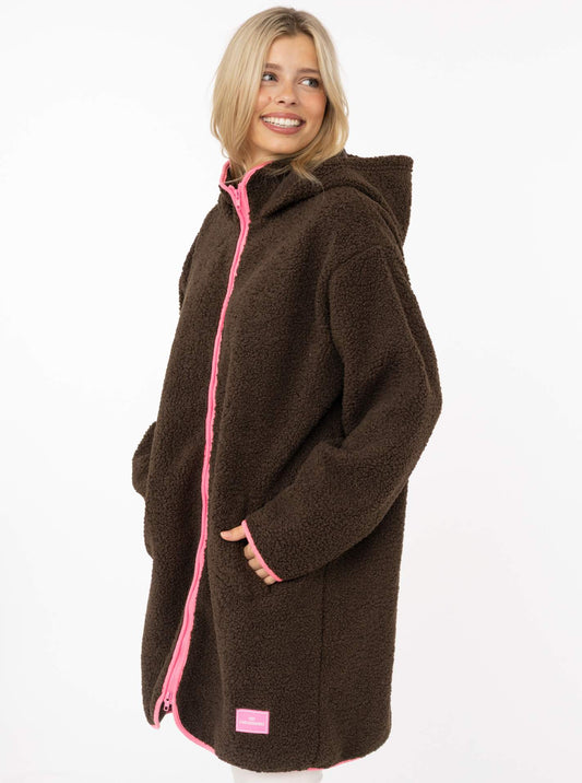 💕 Zwillingsherz Teddy Hoodiemantel "ZH Stick" Braun