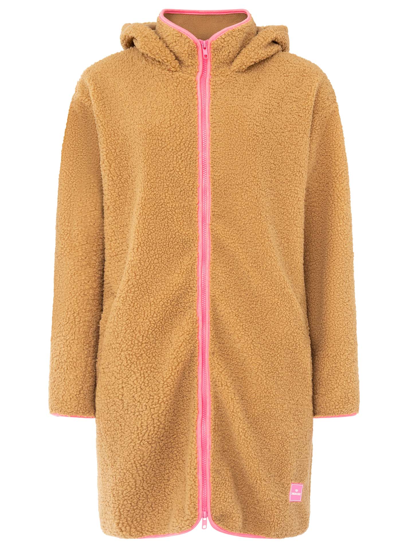 💕 Zwillingsherz Teddy Hoodiemantel "ZH Stick" Mittelbeige