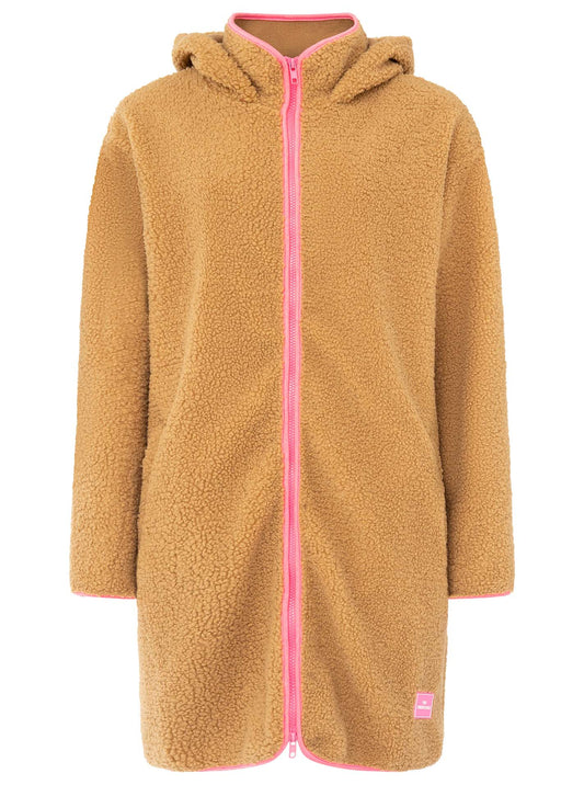 💕 Zwillingsherz Teddy Hoodiemantel "ZH Stick" Mittelbeige