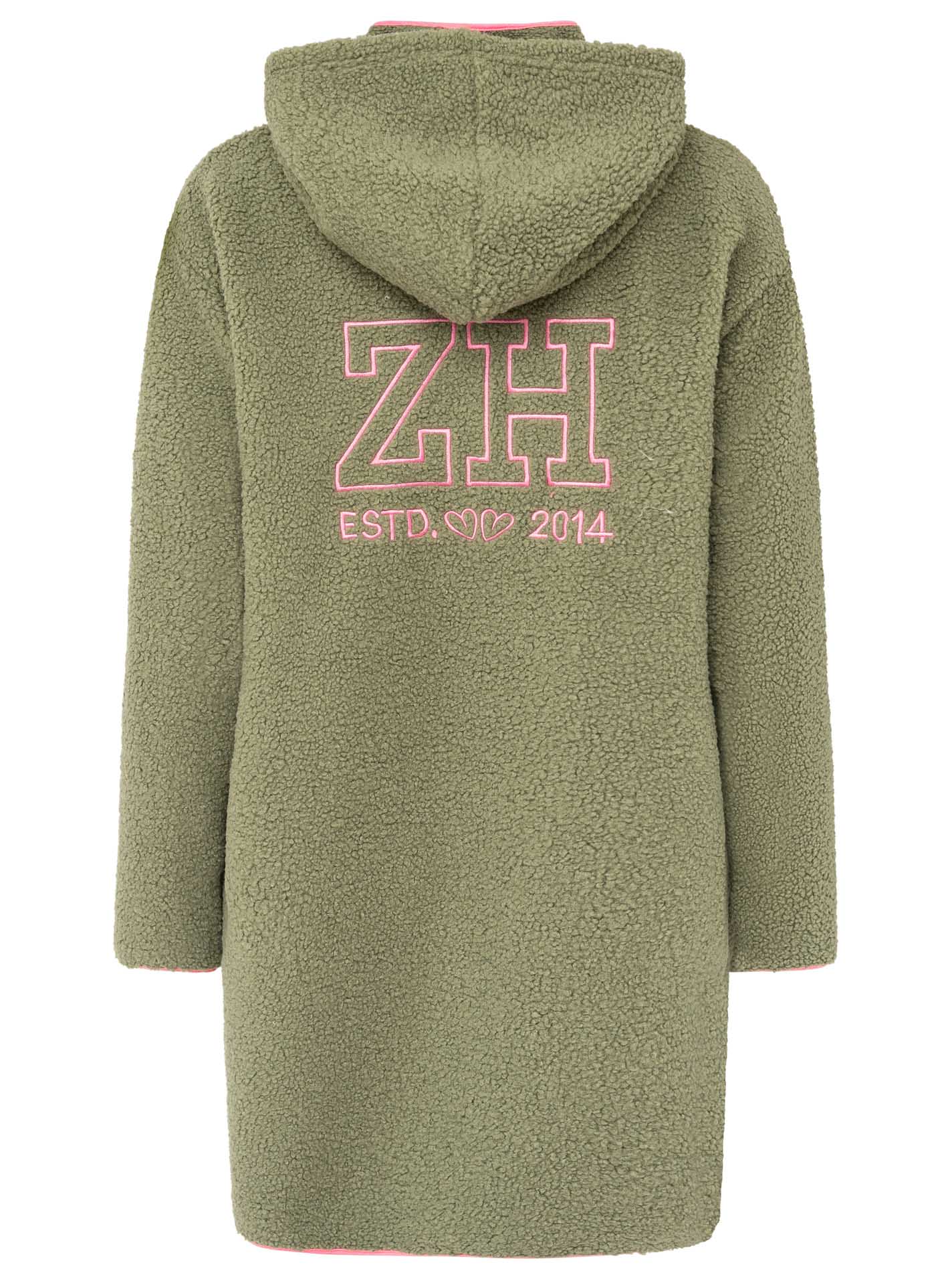 💕 Zwillingsherz Teddy Hoodiemantel "ZH Stick" Olive