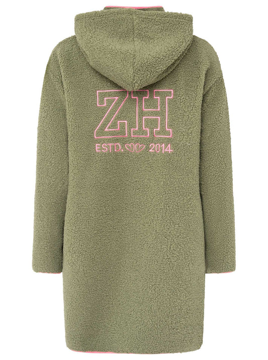 💕 Zwillingsherz Teddy Hoodiemantel "ZH Stick" Olive