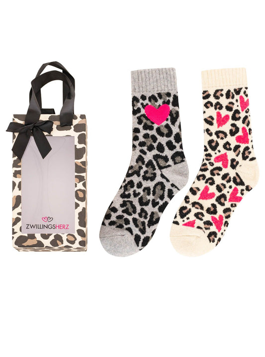 💕 Zwillingsherz Socken 2er Pack Gifting Box Socken "Leo Love" Grau