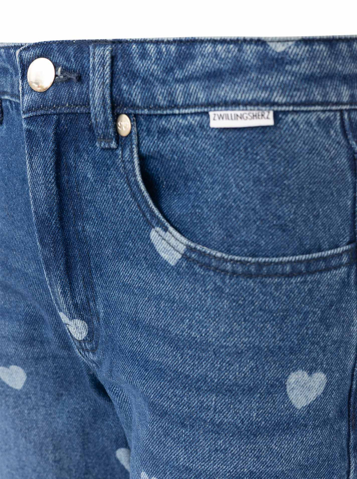 💕 Zwillingsherz Jeans BW "Washed Hearts" Wide Leg Dunkelblau