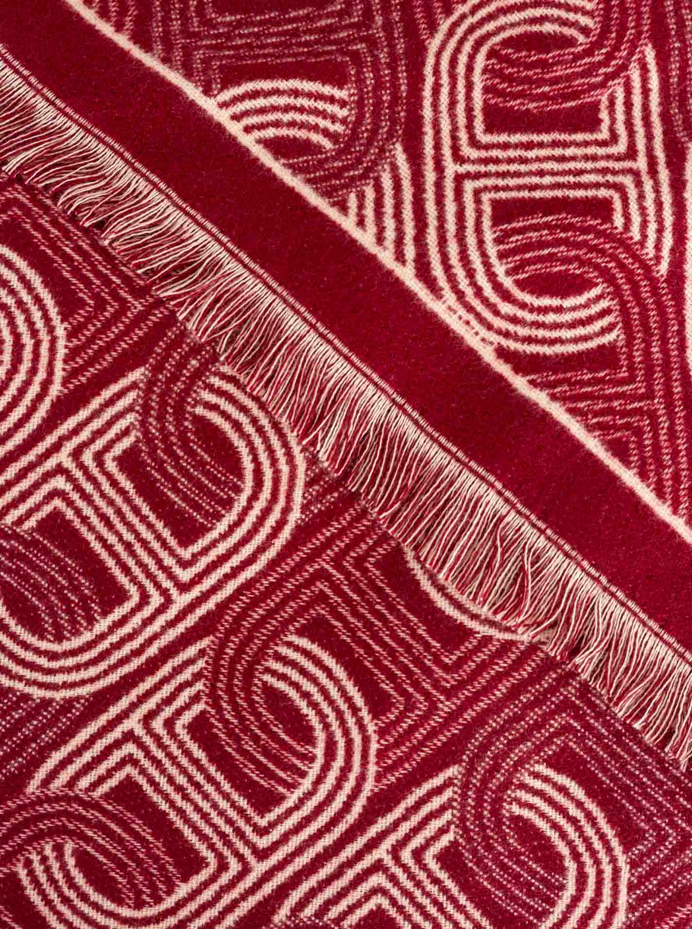💕 Zwillingsherz Dreieckstuch "Geometrische Ketten" 100 % Viskose Bordeaux