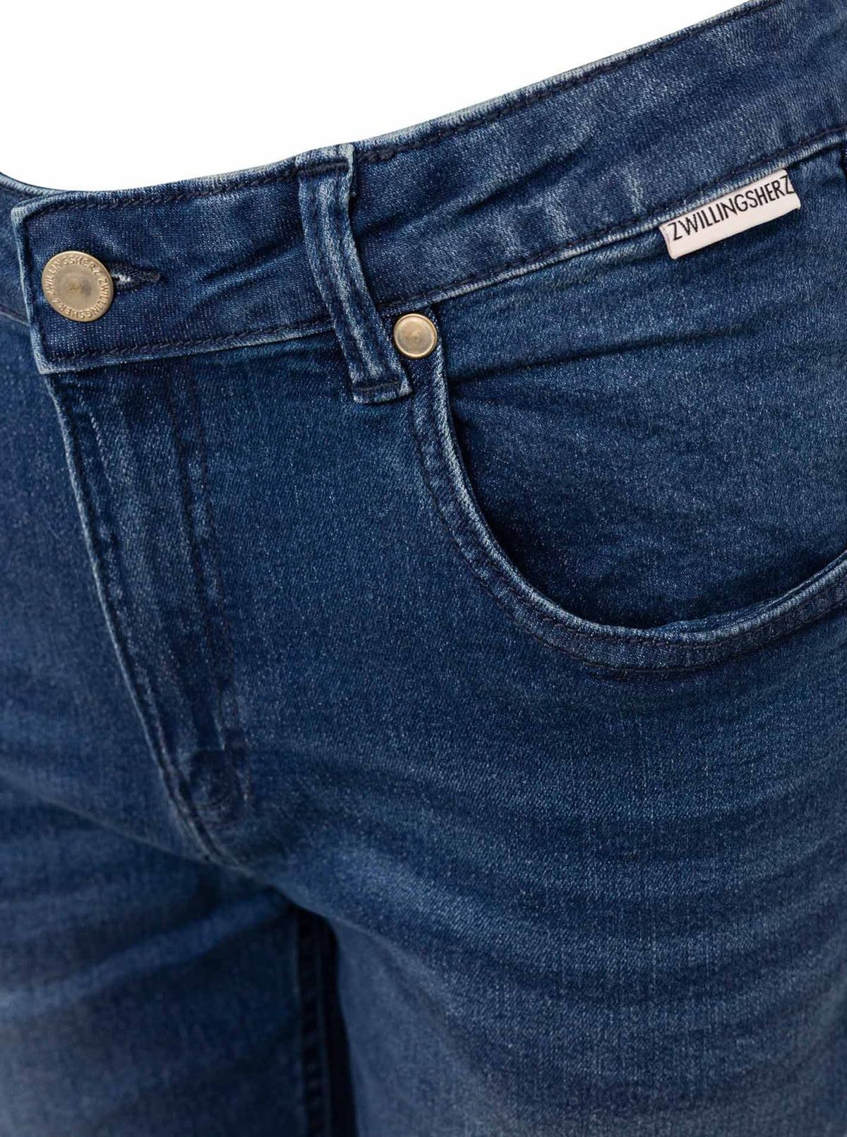 💕 Zwillingsherz Stretch Jeans mit leichtem Flared Mittelblau
