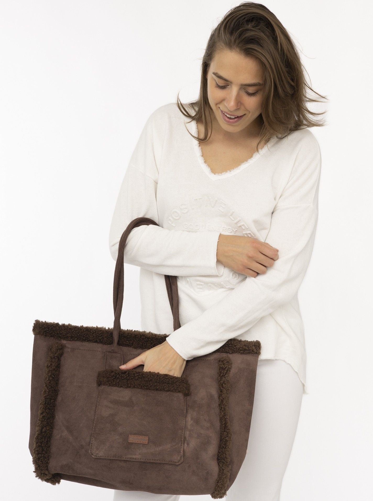 💕 Zwillingsherz Shopper XXL "Teddy & Flauschig" Braun