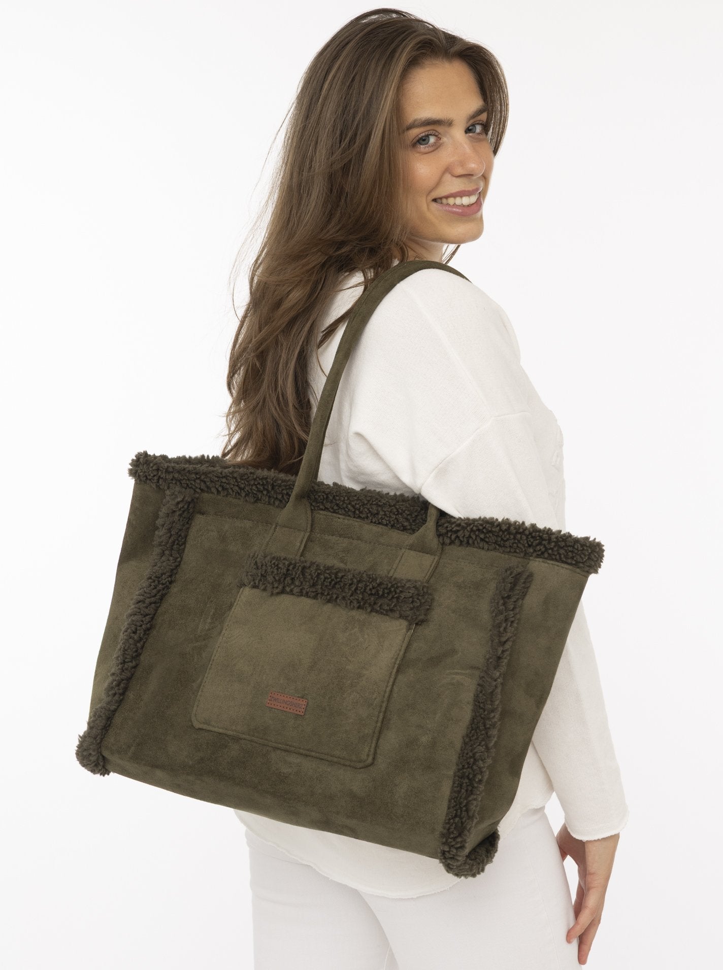 💕 Zwillingsherz Shopper XXL "Teddy & Flauschig" Olive