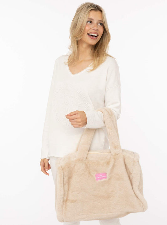 💕 Zwillingsherz Shopper XXL Fake Fur "Samtweich" Beige