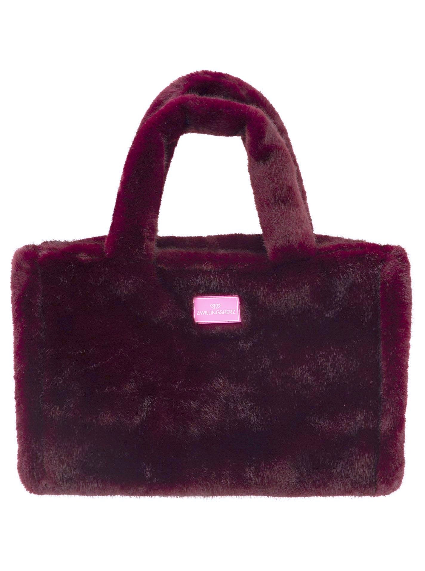 💕 Zwillingsherz Shopper XXL Fake Fur "Samtweich" Bordeaux