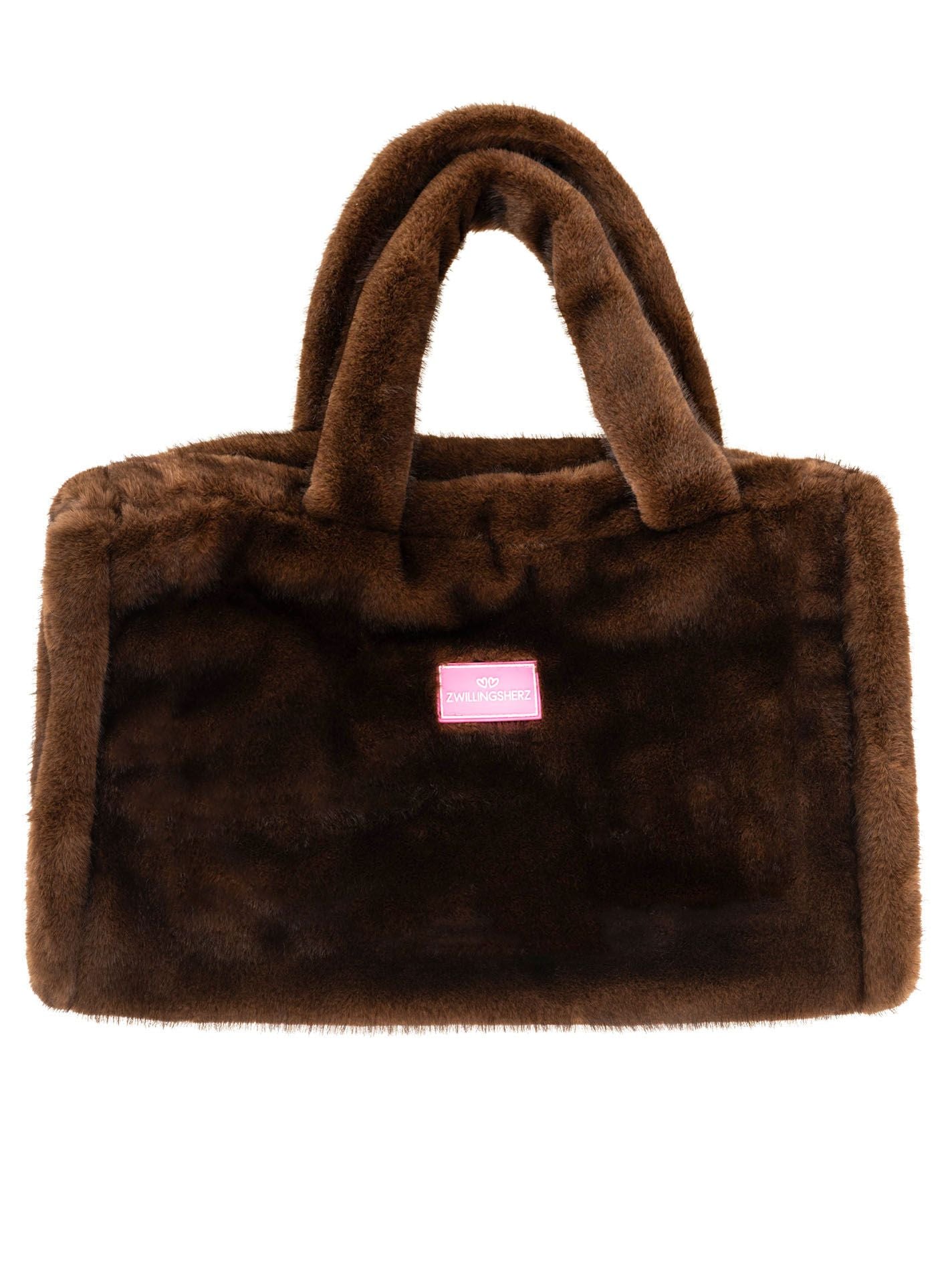 💕 Zwillingsherz Shopper XXL Fake Fur "Samtweich" Braun