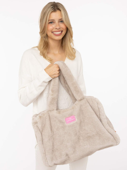💕 Zwillingsherz Shopper XXL Fake Fur "Samtweich" Grau