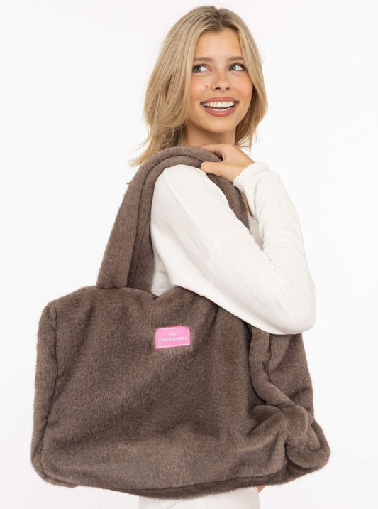 💕 Zwillingsherz Shopper XXL Fake Fur "Samtweich" Taupe