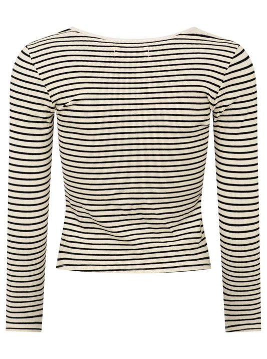 💕 Zwillingsherz Langarm Shirt Lounge Feine Rippe "ZH Streifen" Weiß