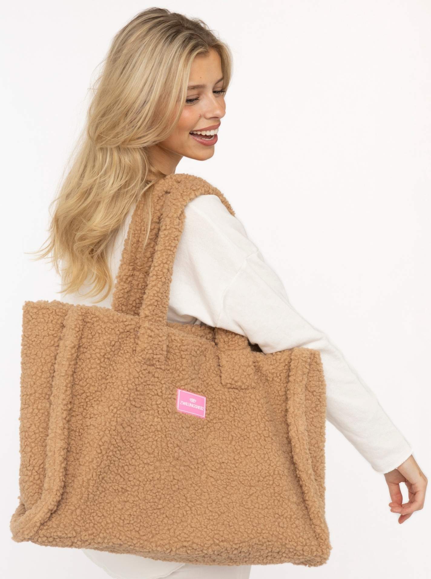 💕 Zwillingsherz Shopper XXL "Teddy" Taupe