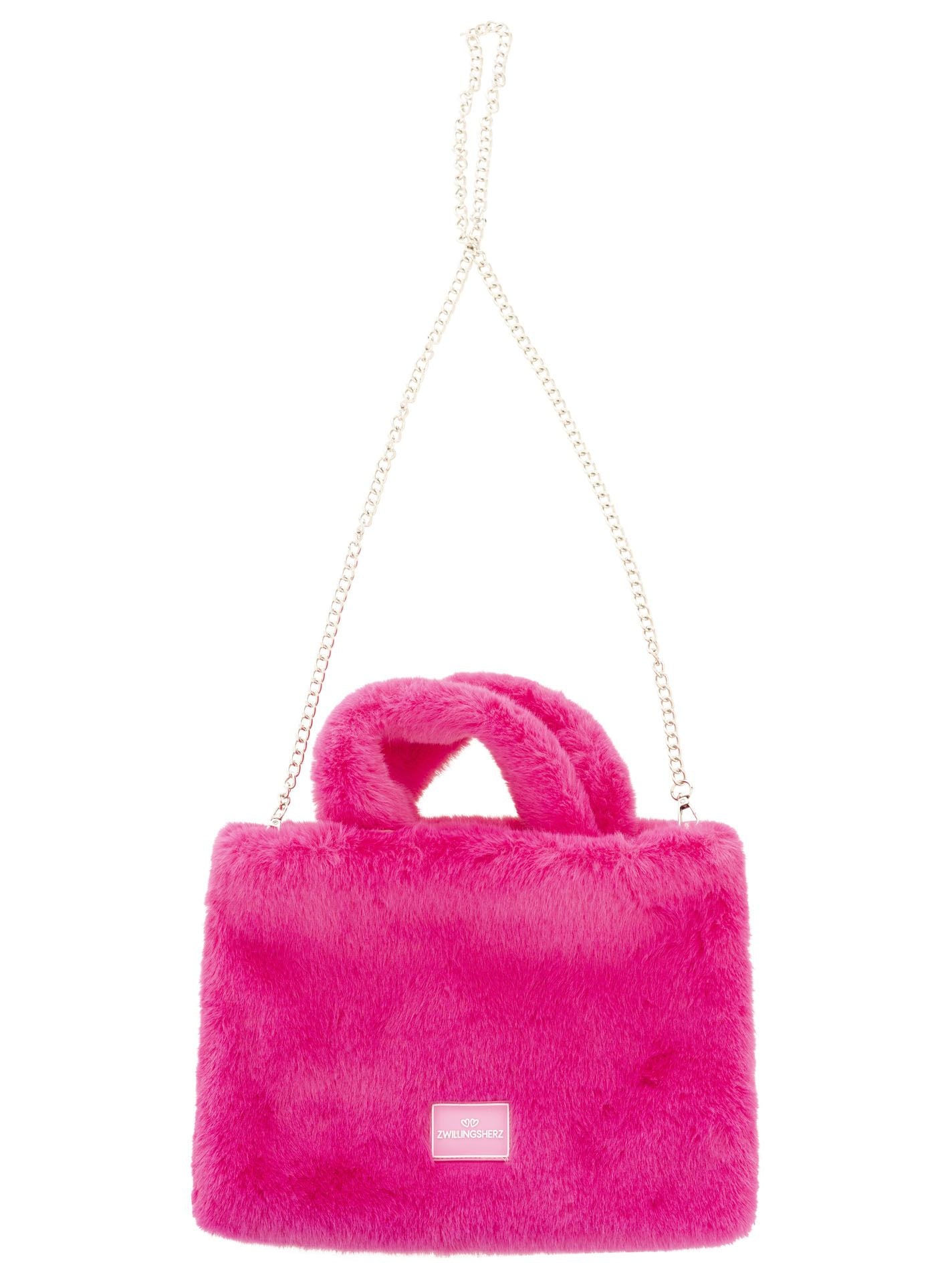 💕 Zwillingsherz Shopper XXL mit Tragegurt "Flauschig" Fuchsia