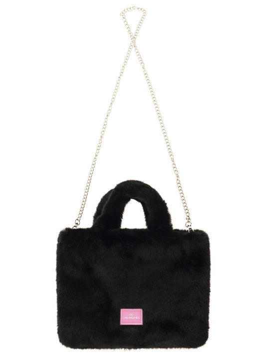 💕 Zwillingsherz Shopper XXL mit Tragegurt "Flauschig" Schwarz
