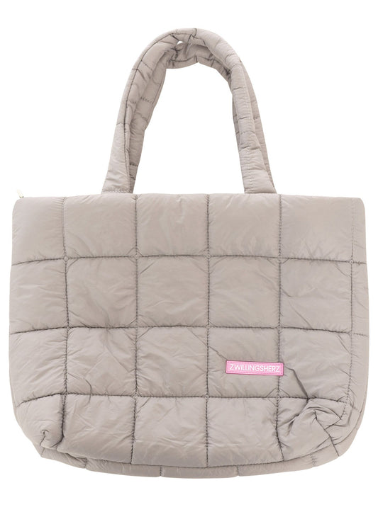 💕 Zwillingsherz Stepptasche "Uni Quadrat" Grau