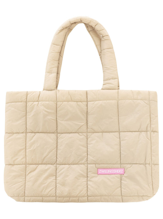💕 Zwillingsherz Stepptasche "Uni Quadrat" Hellbeige