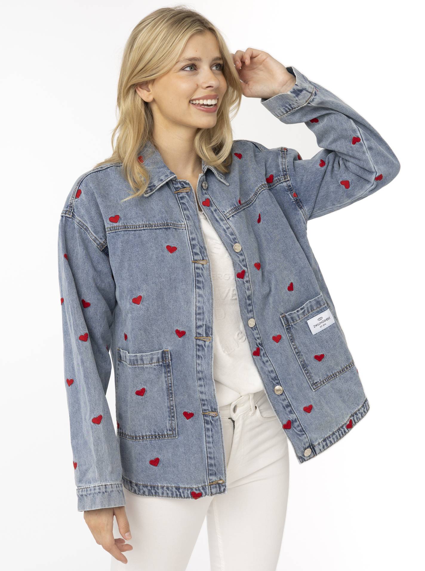 💕 Zwillingsherz Jeanshemd "Herzen AOP" Jeans