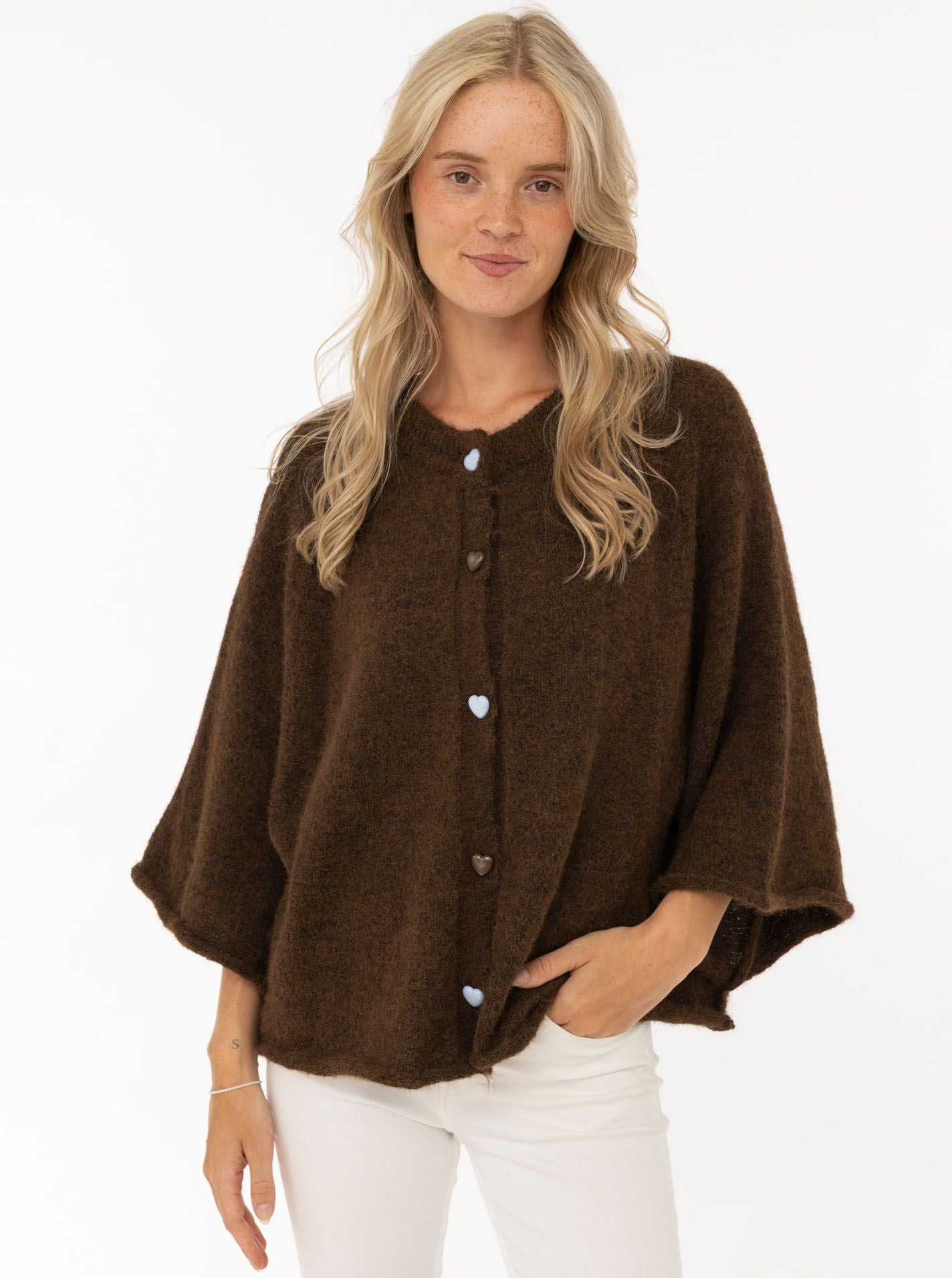 💕 Zwillingsherz Cardigan "Herz" Wollmix Braun