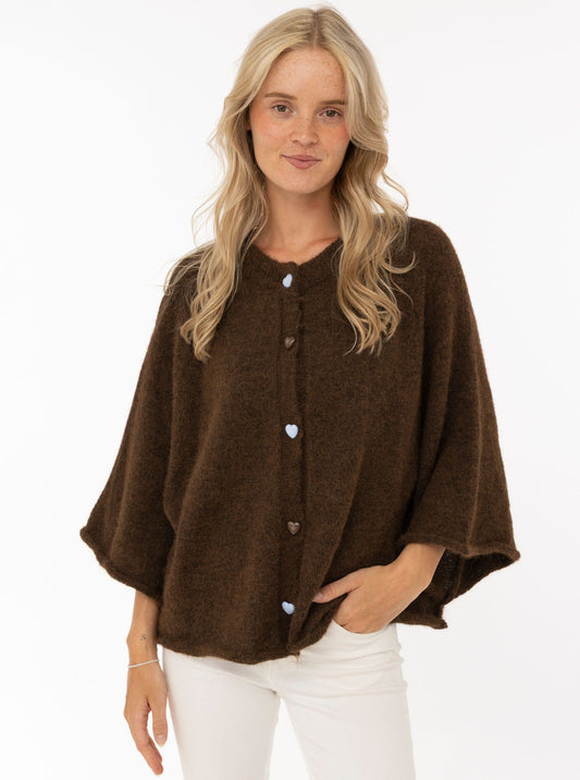 💕 Zwillingsherz Cardigan "Herz" Wollmix Braun