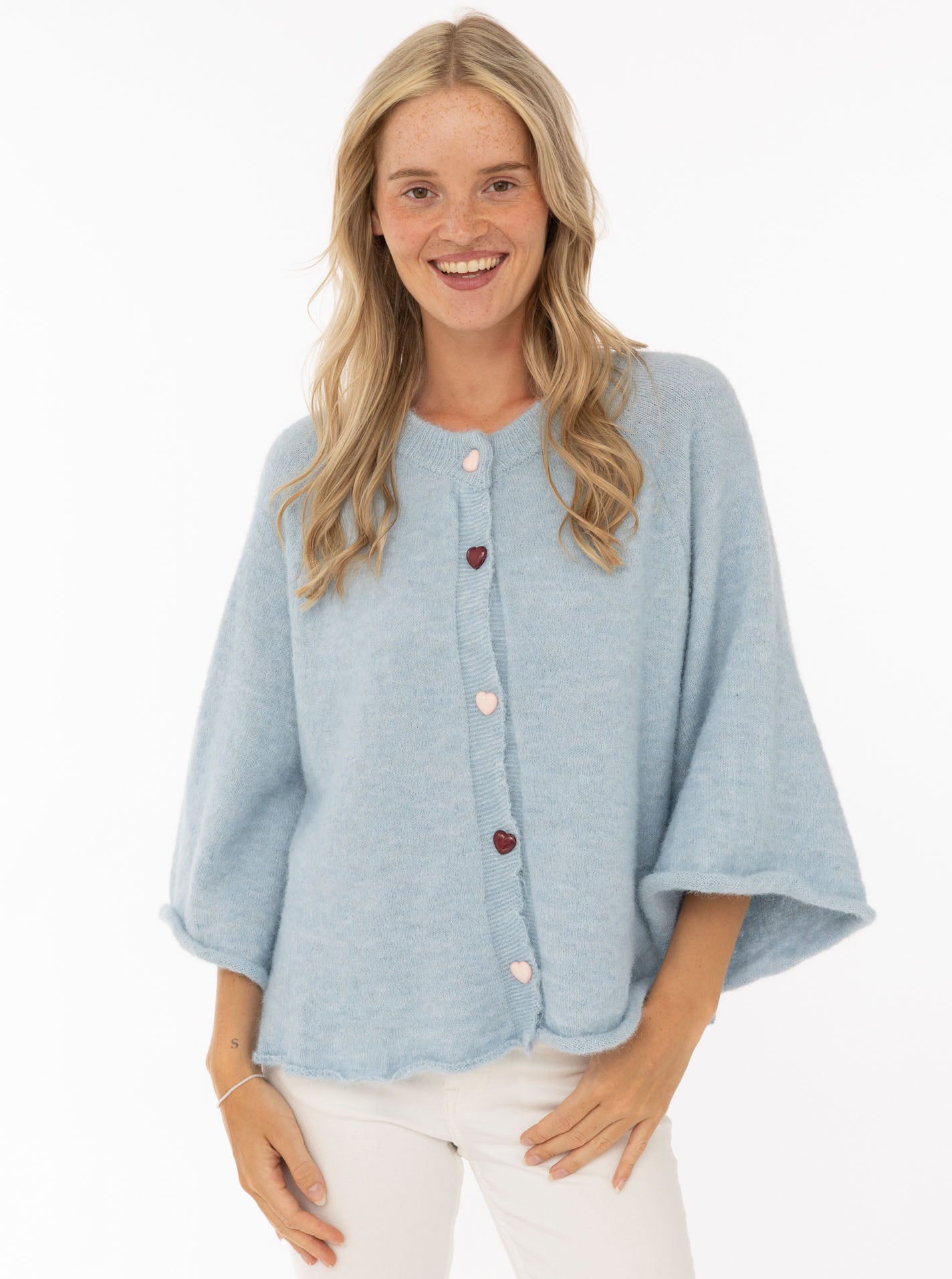 💕 Zwillingsherz Cardigan "Herz" Wollmix Hellblau