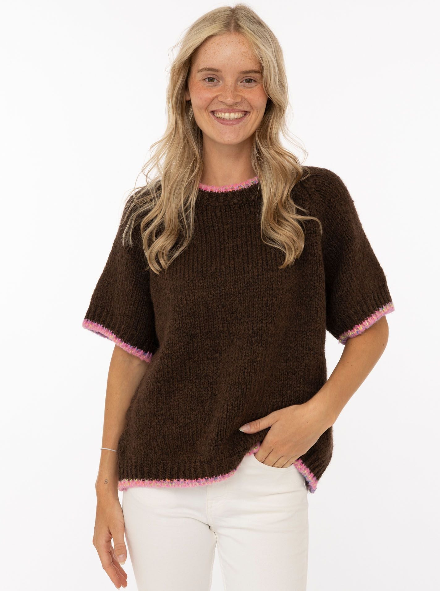 💕 Zwillingsherz Pullover Pulli "Neon Kante" Bordeaux