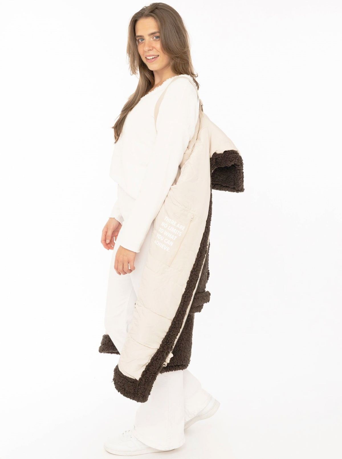 💕 Zwillingsherz Oversize Windjacke Inside Out "Teddy" Dunkelbraun