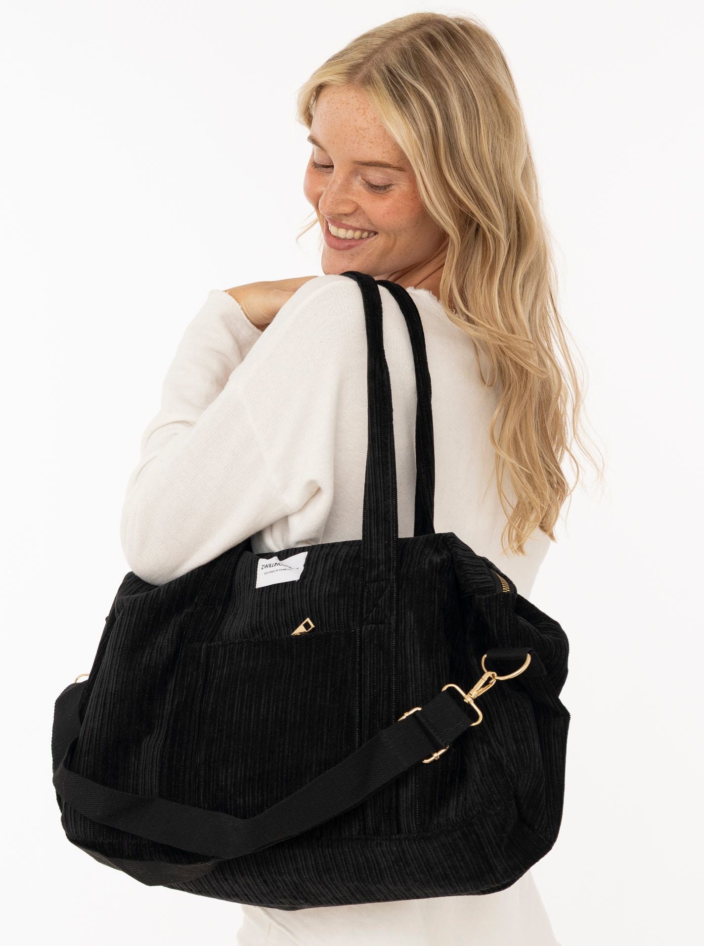 💕 Zwillingsherz XXL Weekender Cord "Uni" Schwarz